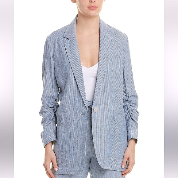 Max Studio blue one-button Blazer size L - Picture 1 of 10